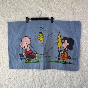 Tastemaker Peanuts Charlie Brown Lucy Vintage Pillowcase Blue Muslin Retro 70s